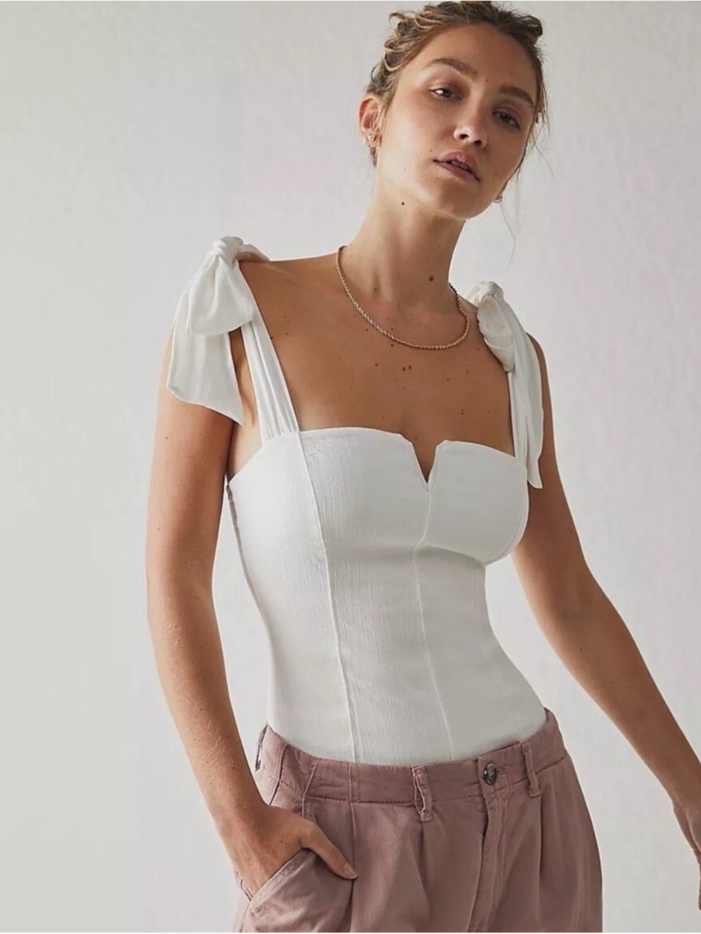Free People Lola Tie Shoulder bodysuit